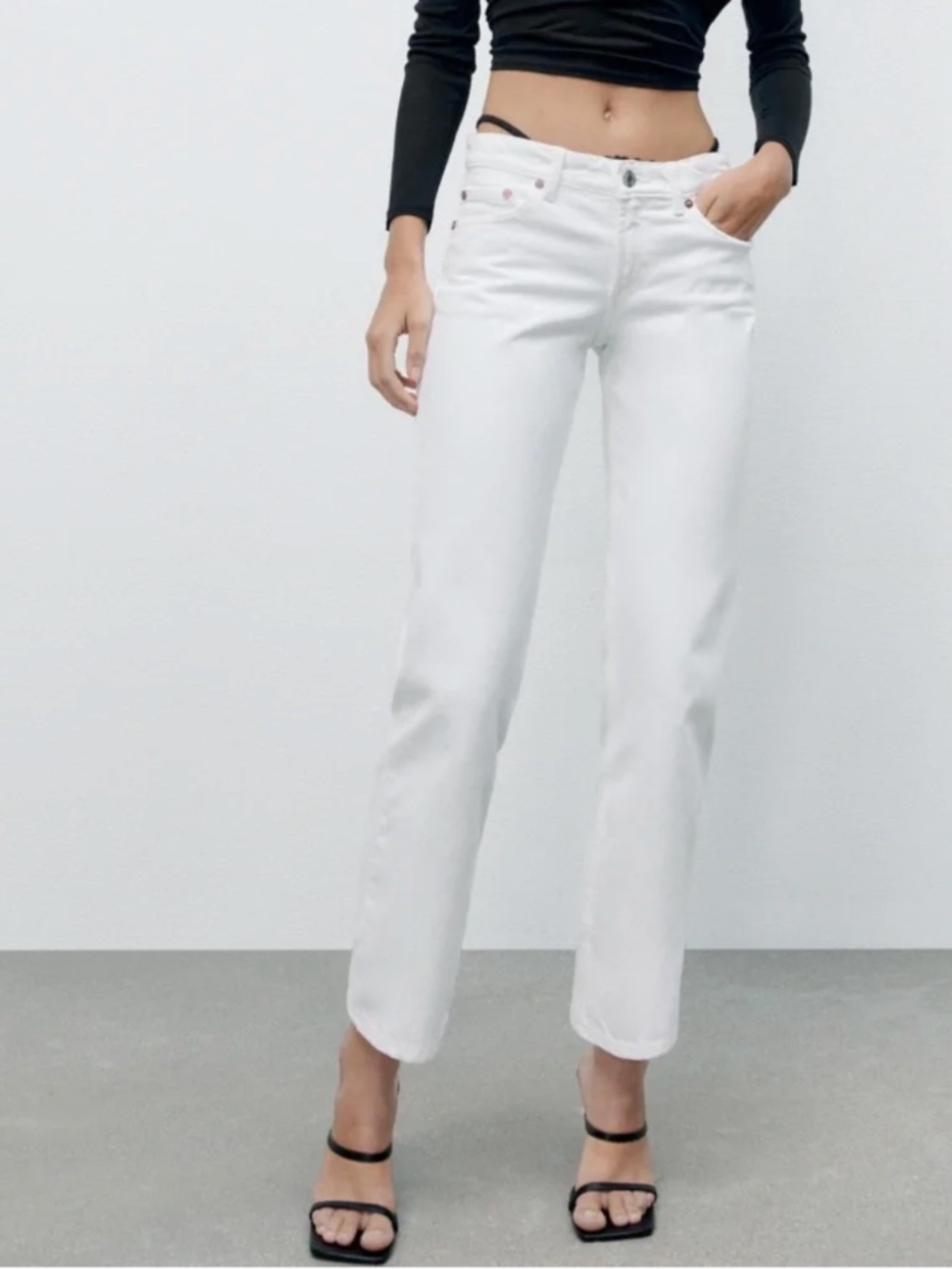 Zara The indie pant white 100% cotton structured denim jeans NWT